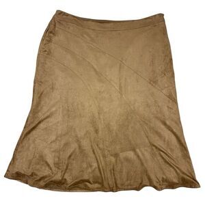AGB Tan Faux Suede Skirt‎ Womens sz L Soft Boho Western *Altered